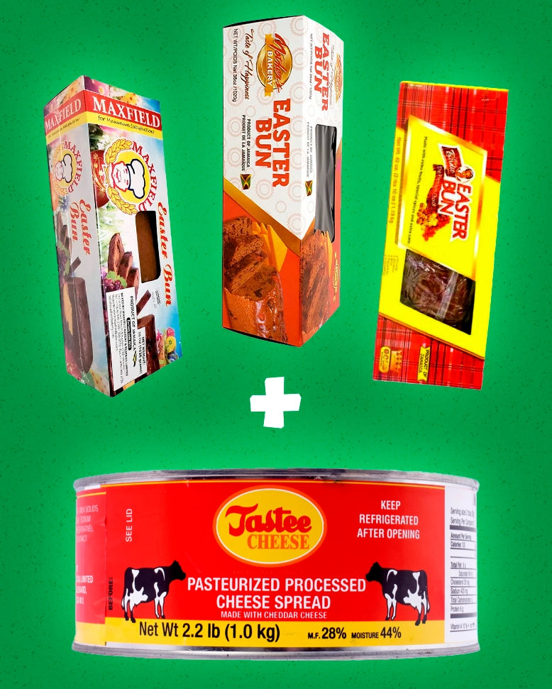 Easter Favourites Box – Any 2 Buns (Mothers, Miss Birdie, or Maxfield) & Tastee Cheese (1kg)