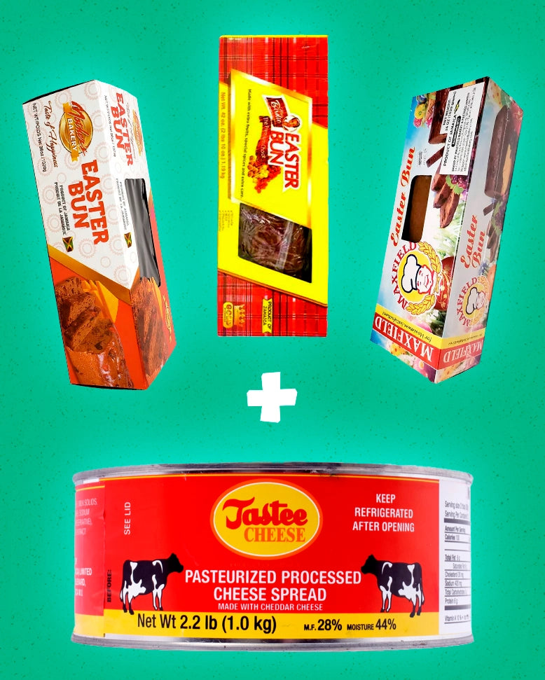 Easter Essentials β 1 Bun (Mothers, Miss Birdie, or Maxfield) & Tastee Cheese (1kg)
