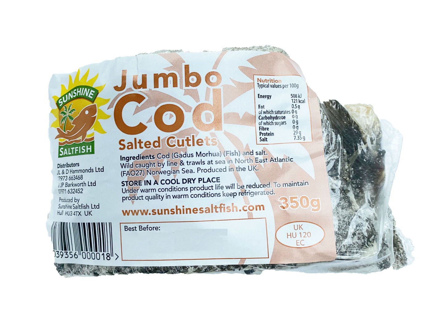 Sunshine Saltfish Jumbo Cod Salted Cutlets 350g