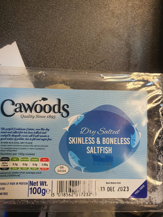 Cawoods Dry Salted Skinless  Boneless Saltfish 100g