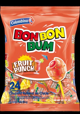 Colombina Bon Bon Bum Fruit Punch Pack Of 24